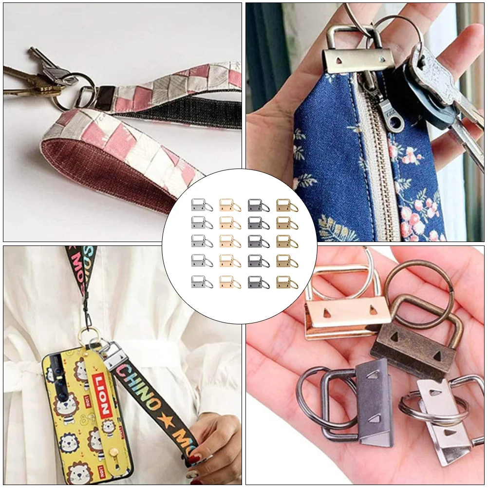 

20Pcs Tail Clips for DIY Durable Key Fob Kit 25mm Keychain Fobs with Rings for Craft Supplies Key Fob Hardwares