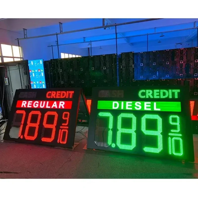 8.88 9/10 Green/Red Led Gas Station Price Signs For Petrol Station