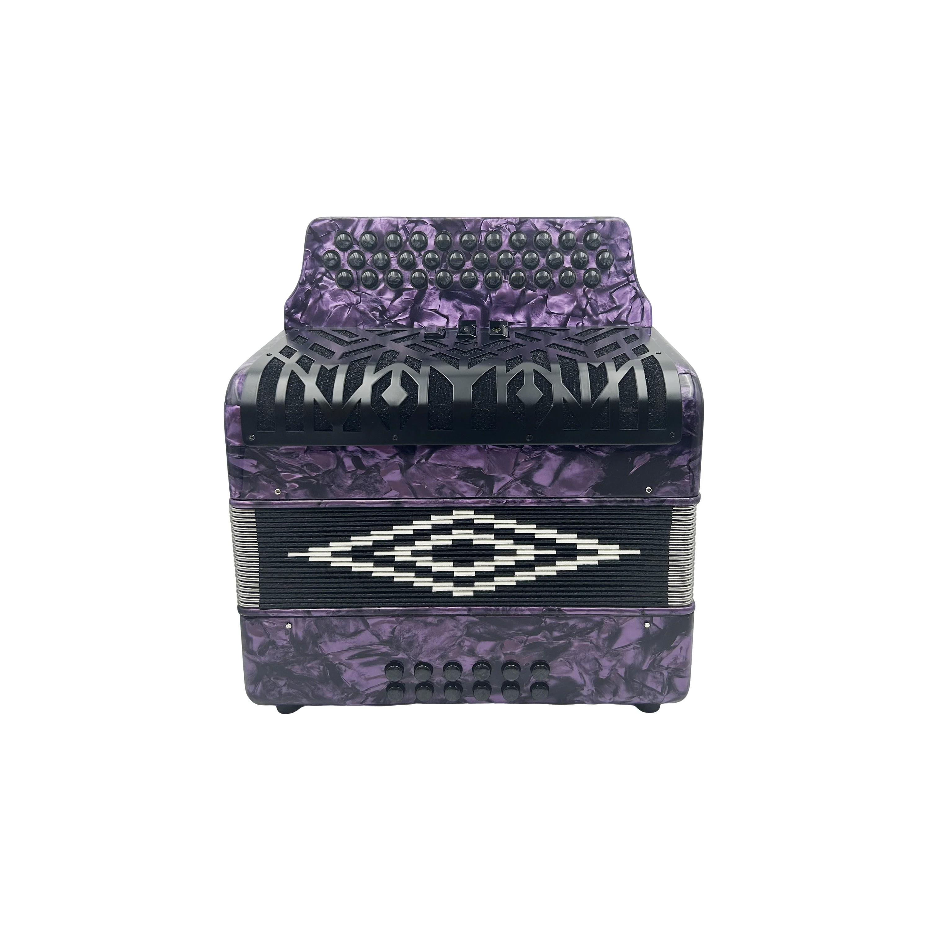 12-Bass 34-Button 3 Registers Diatonic Accordion Portable Professional Purple Celluloid Wood JB3412A OEM