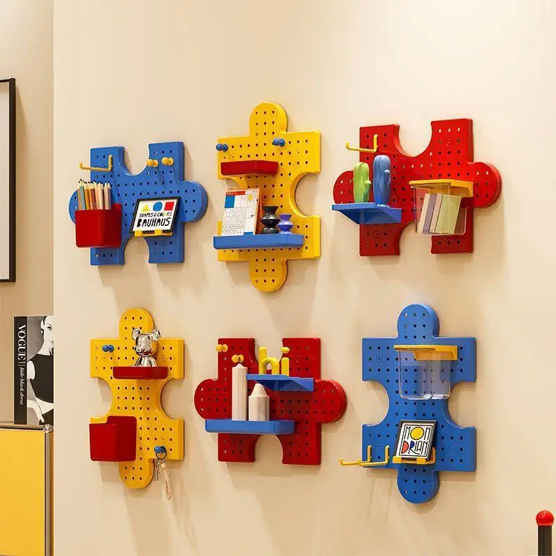 Kolorowy Puzzle Zestaw do Samodzielnego Montażu, Losowe Połączenia, Półka na Zabawki, Organizer Ścienny DIY, Stojak Ekspozycyjny na Zabawki dla Lalek, Organizacja Rękodzieła