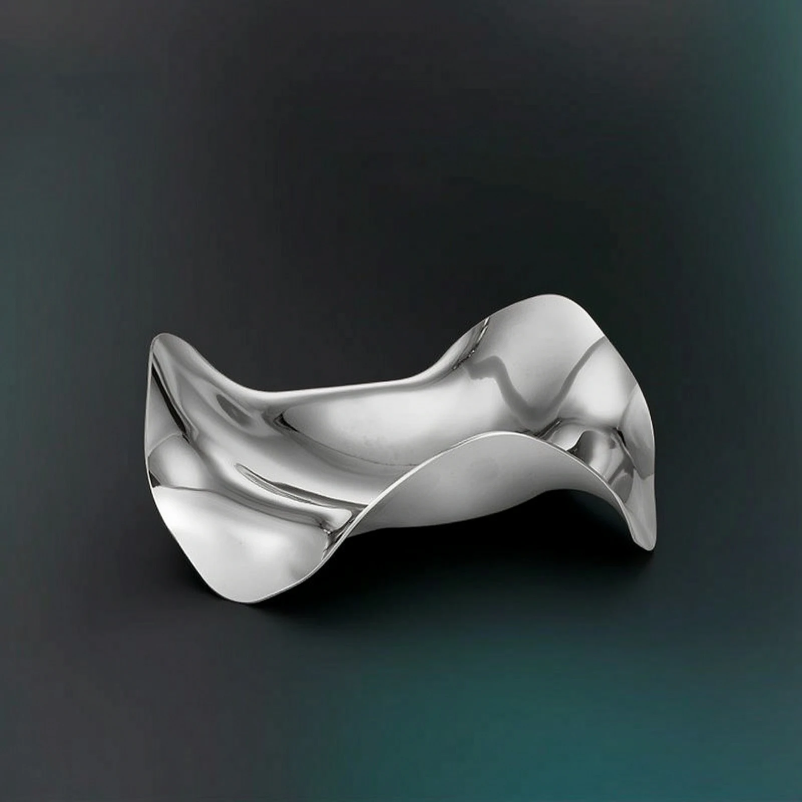 Wave Fruit Bowl Contemporary Stainless Steel Fruit Bowl Decorative Centerpiece Dish Low-Profile Plate Versatile for Tabletop
