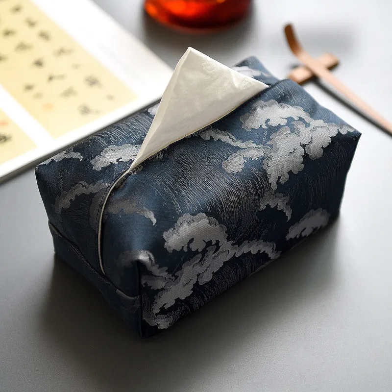 Handmade Brocade Tissue Box Vintage Chinese Style Desktop Ornament Cloth  Napkin Storage Bag Luxury Home Furnishing Decoration