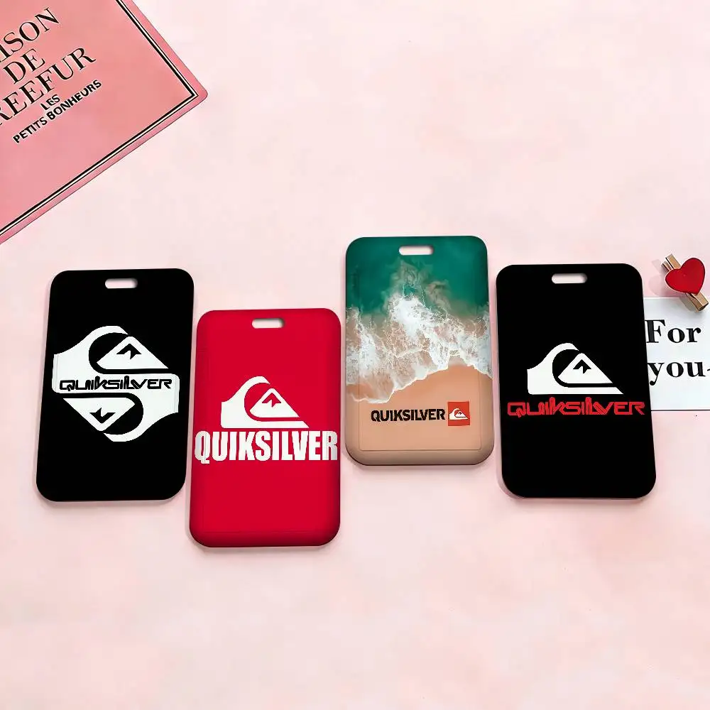 Surf Brand Q-Quiksilver 1 Pcs Sliding ID Badge Holder with Clear Window ID Card Protector for Office School Staff Student