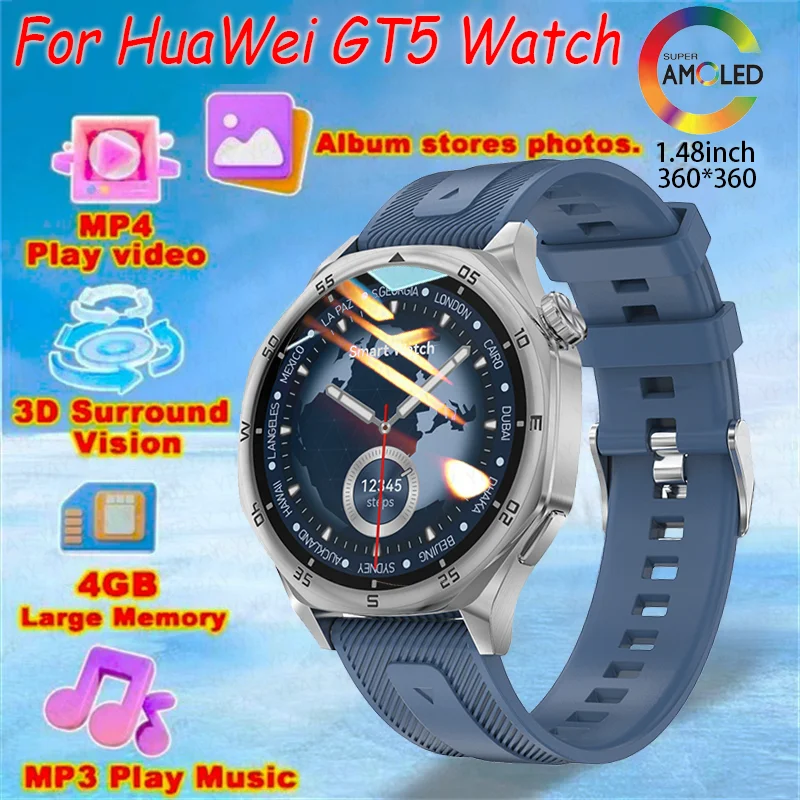 

For Huawei Men's Smartwatch 1.48-inch HD screen Wireless talk 100+ Sports mode video Music Playback Waterproof men's smartwatch