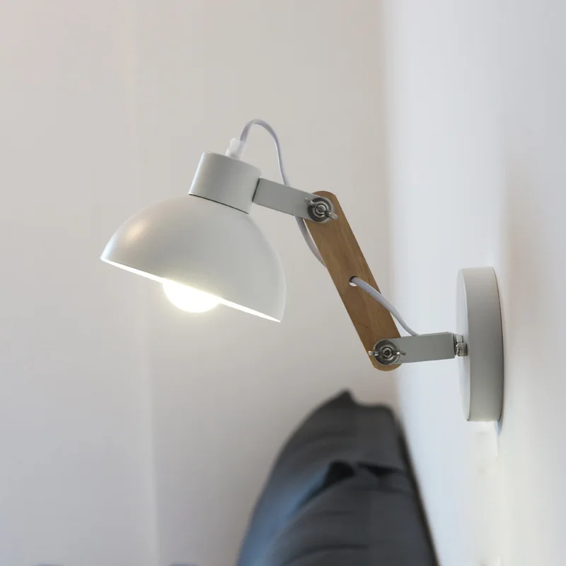 Nordic Robotic Arm Style Wall Lamp Iron Material Wood Bracket Adjustable Desk Sconce Light E27 Bulb Hotel Decoration LED Lustres view 5