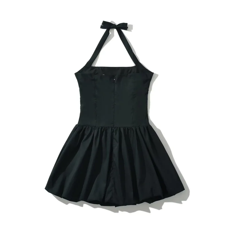 Ropa de mujer europea y americana nuevo vestido de cuello esponjoso estilo Hepburn Falda corta dulce