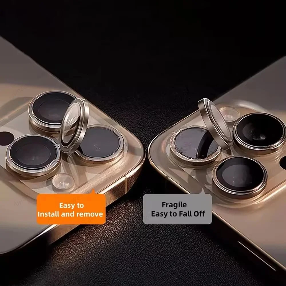 Camera Lens Protector For iPhone 16 15 11 12 13 14 Pro Max 16 Plus Metal Ring Lens Glass For iphone 15 16 Pro Max Accessories - náhled 2