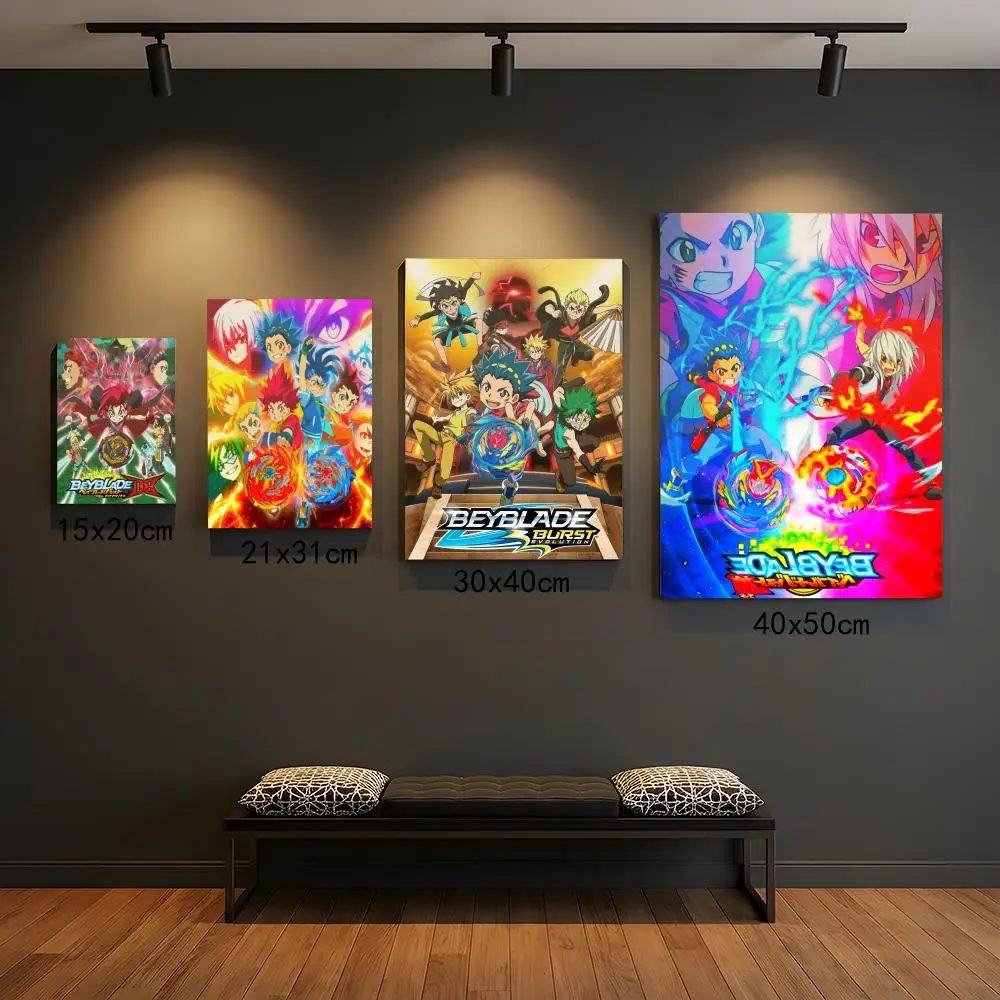 Anime B-Beyblade Burst Poster Premium PP-Wandaufkleber – zum Abziehen und Aufkleben, HD-Druck, wasserfeste Heimdekoration
