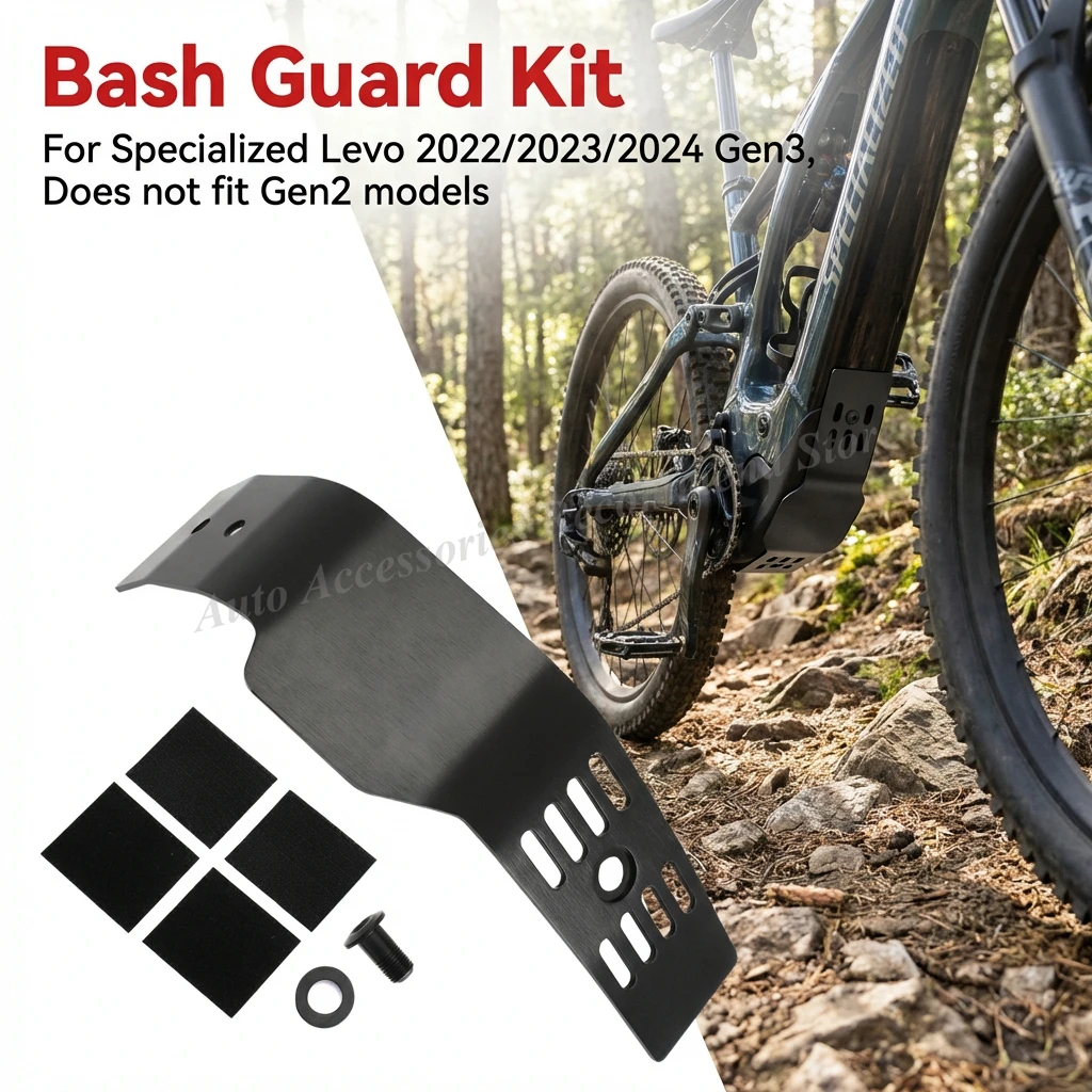 Für Specialized Levo 2022 2023 2024 Gen3 Elektro-Mountainbike-Zubehör Bash Guard mit Montage-Hardware-Kit aus schwarzem Aluminium