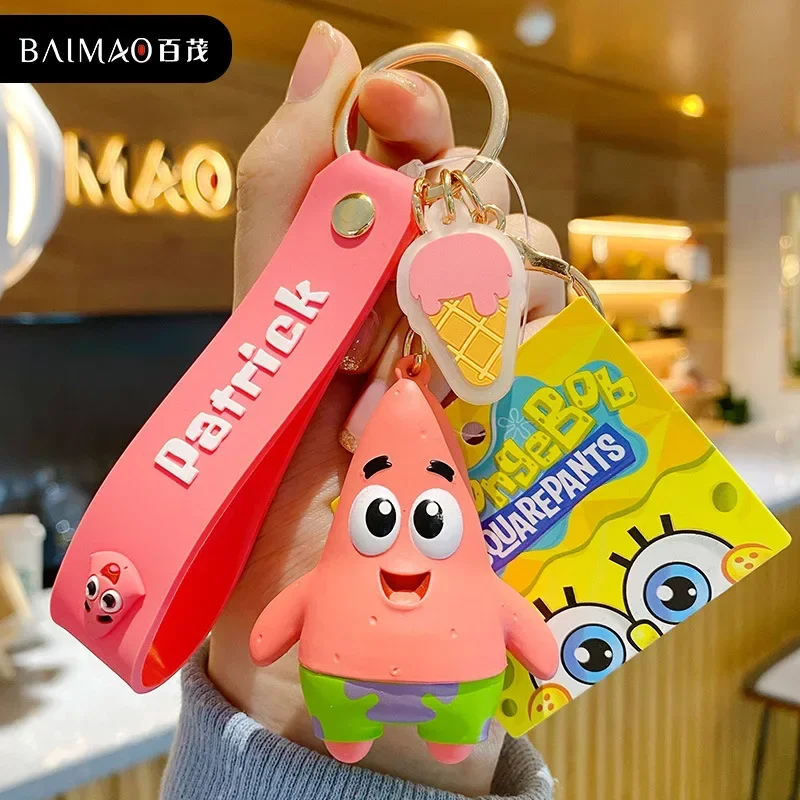 Bob Esponja SquarePants figura de Anime Patricio Star Squidward Tentaces PVC muñeca llavero bolsa llavero para niños juguetes regalos de cumpleaños