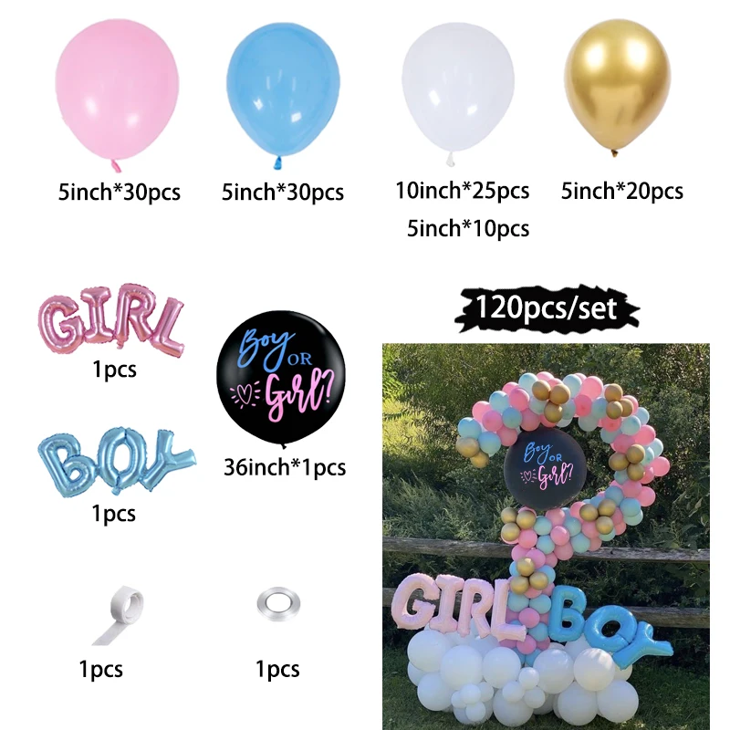 Gender Reveal Party Boy Or Girl Balloon Garland Arch Kit Pink Blue Latex Balloon Baby Shower Boys Girls Birthday Decoration