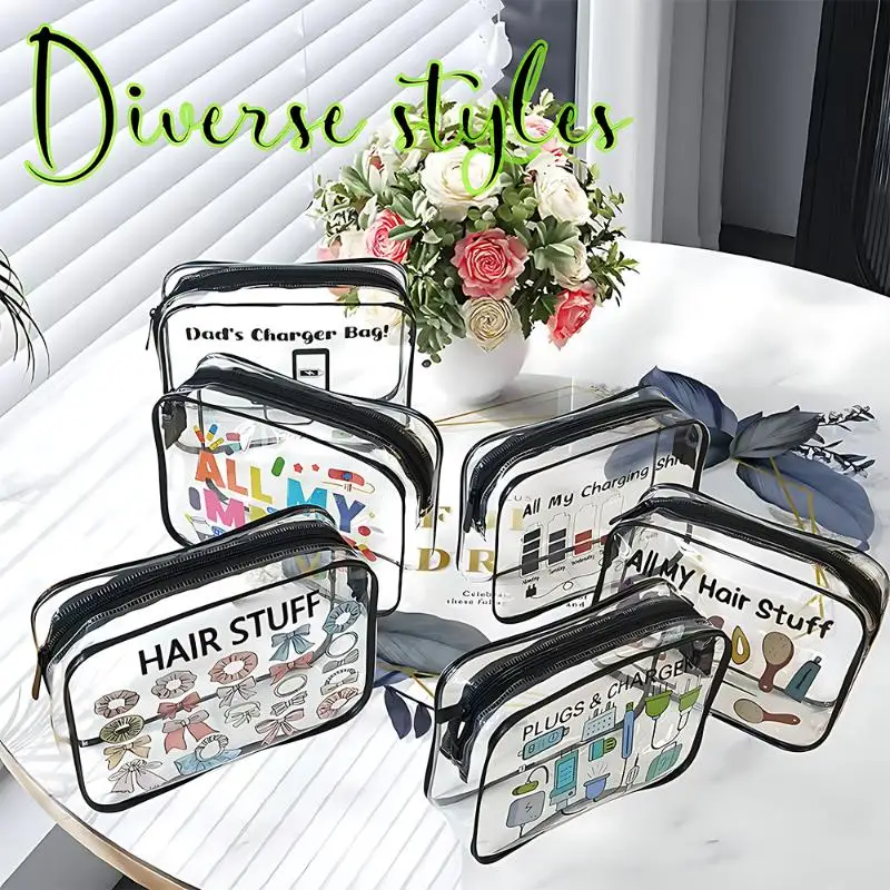 1pcs Transparent Makeup Bag With Zipper Closure Spacious Cosmetic Organizer Lightweight Travel Toiletry Case PVC Makeup Bag