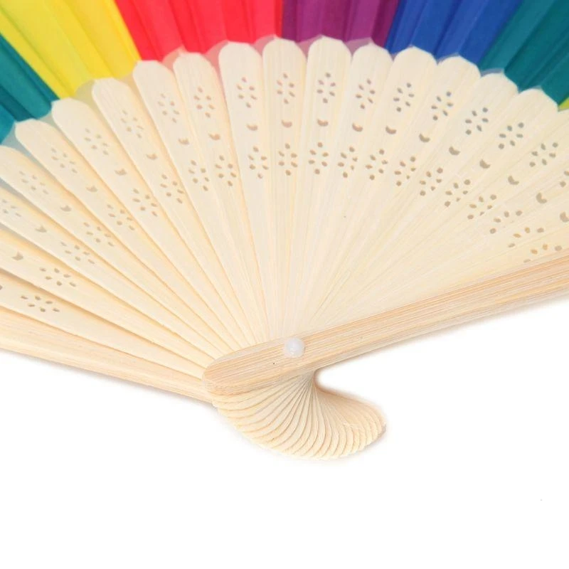 Rainbow Handheld Folding Fan Party Handheld Fan Multifunction Ornament A2BB