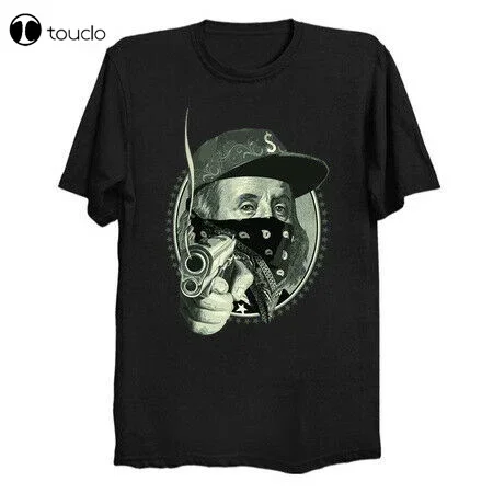 Awesome Benjamin Franklin Swag Gangster Cool Man Funny Black T-shirt S-3XL