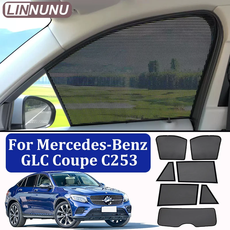 

LINNUNU For Mercedes Benz GLC coupe X253 2015-2023 Car Sunshade Shield Magnetic Window Visor Windshield Mesh Curtain Accessories