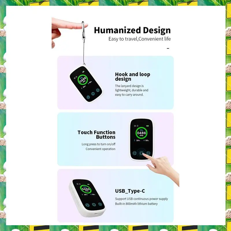 3C Electron Air Quality Detector Rechargeable Air Quality Monitor Temperature And Humidity Meter,Air Quality Detector Rechargeab