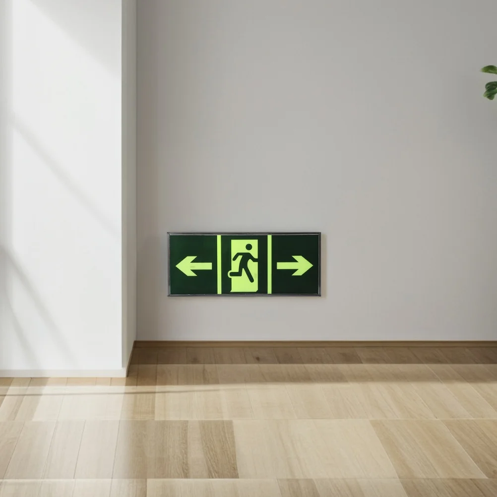 4Pcs Self Luminous Safety Exit Sign Night Glow Decals Emergency Evacuation Indicator Wall Stickers Exit Sticker