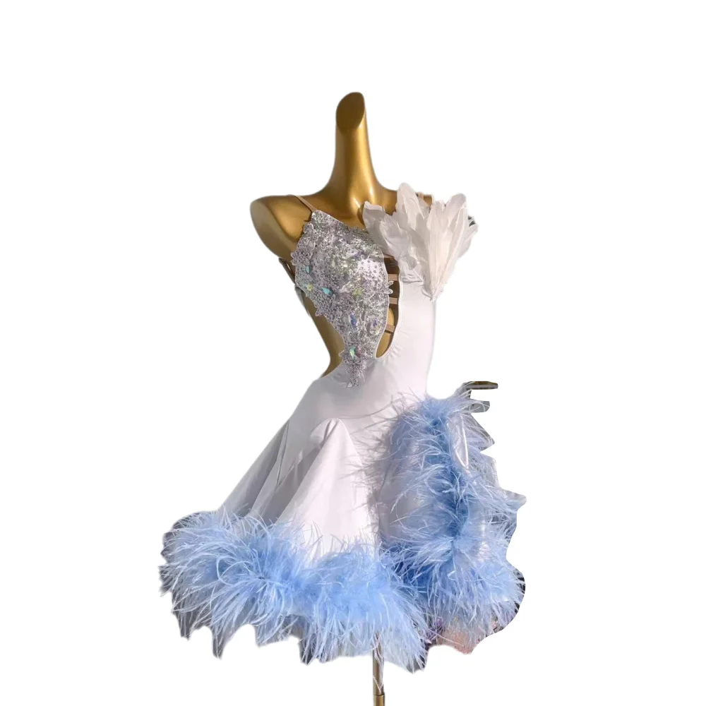 

Latin Dancers, Adults, And Children, High-End Custom Plush Skirt Dresses, Floral Costumes, Tango Samba AB Stone PerformanceDress