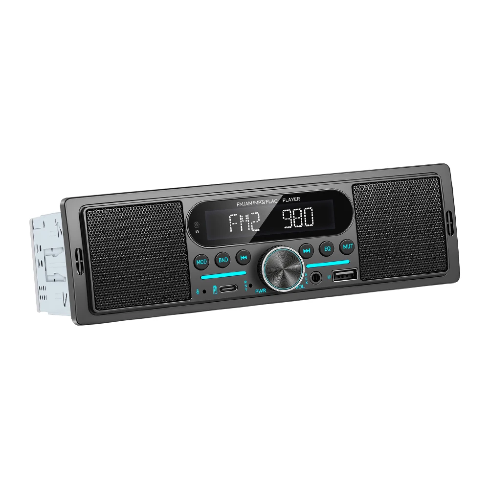 Podofo Samochodowy Odtwarzacz Multimedialny MP3 1DIN Radio Samochodowe Stereo Podwójny Bluetooth Odtwarzacz Samochodowy Radio USB SD AUX-IN FM AM EQ Radio Samochodowe Stereo Wyświetlacz LCD — 2