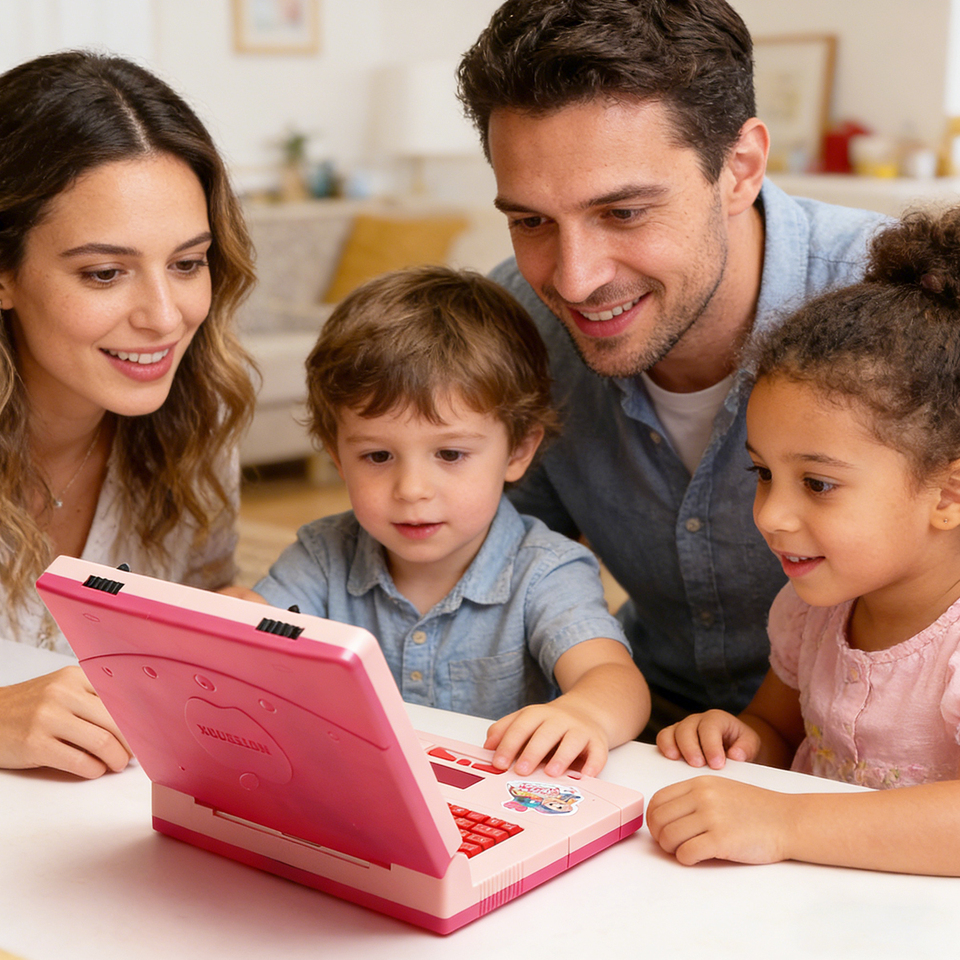  Pink Kids Learning Laptop Toy – Interactive Educational Computer with Music, Lights & Mouse for Early Development 