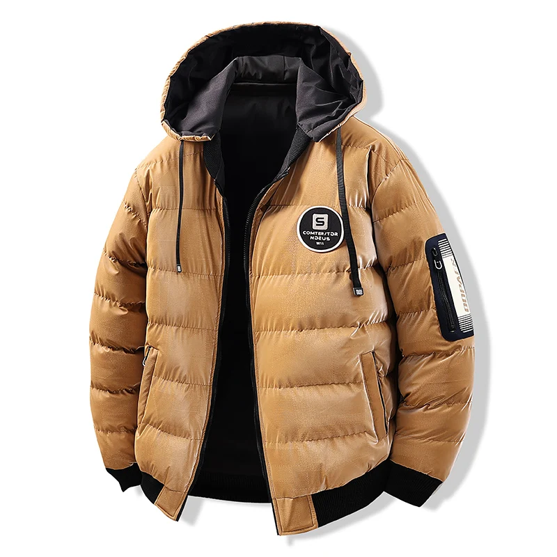 

New Fashion Double Sided Wear Men Jacket Winter Color Block Casual Comfort Parka Outdoors Loose Keep Warm Removable Hat Coats