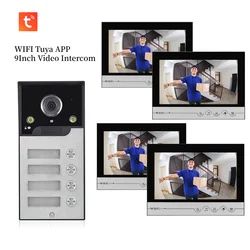 Tuya WiFi campainha de vídeo, campainha, vídeo porteiro, sistema de vídeo porteiro, 1 ou 4 unidades, 9