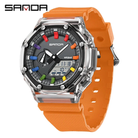 SANDA 3341 Wristwatch style Digital Men Watch Countdown Stopwatch LED Light Electronic Outdoor Military 5Alarm Waterproof Quartz