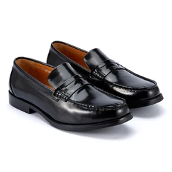 Retro Top Layer Cowhide Slip on Loafers Breathable Glossy Black Moccasins Driving Design Casual Genuine Leather Shoes for Men