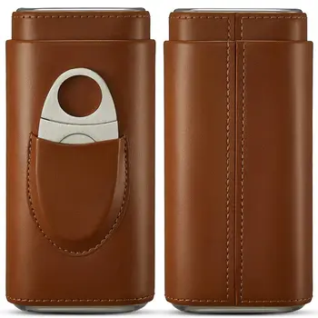 Pouzdro na doutníky s cedrovou podšívkou - cestovní pouzdro na doutníky, řezačka doutníků, pouzdro na humidor (hnědé) 8 nejlepší prodej cestovní pouzdra na doutníky - №5