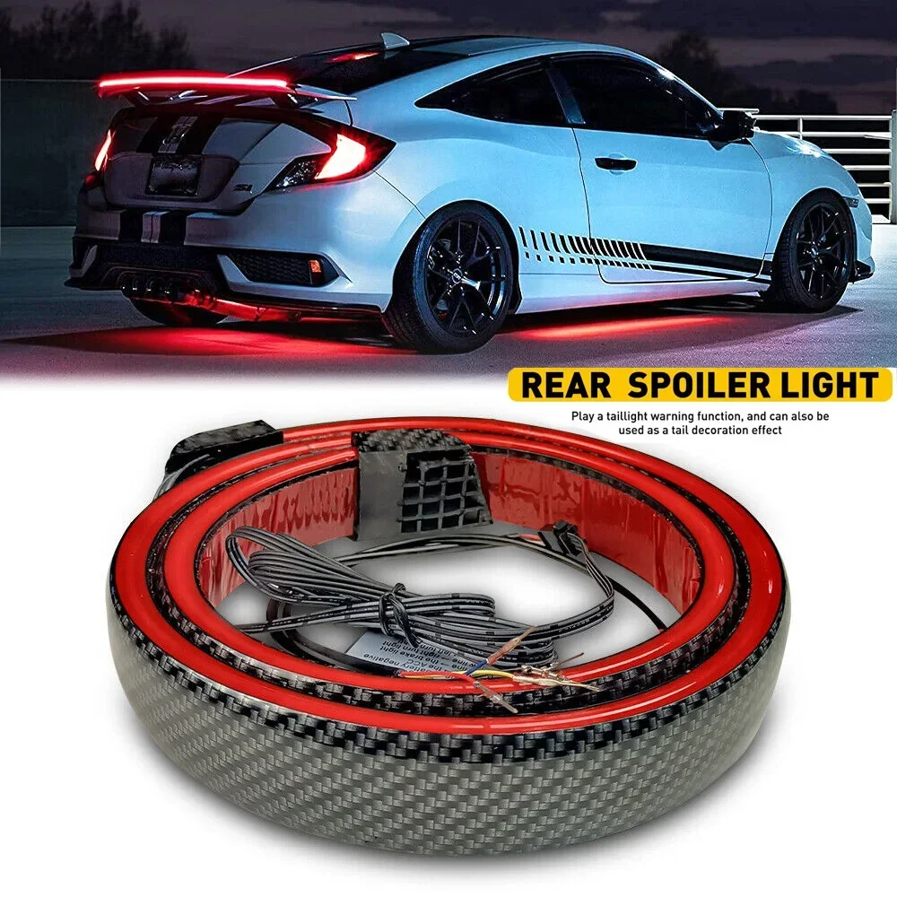 

Universal New Car Turn Signal Brake Light Strip LED Auto Exterior Parts 120cm Car Tail Brake Light Strip Rear Spoiler Lip Trim