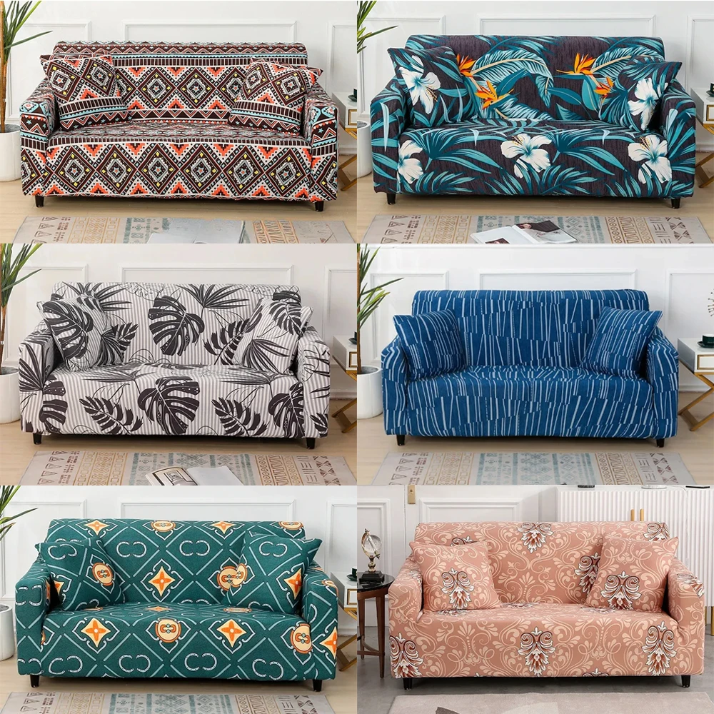 1/2/3/4 Seat Floral Printing Elastic Slipcovers Stretch Sofa Covers for Living Room Corner Couch Cover Sectional Armchair Cover