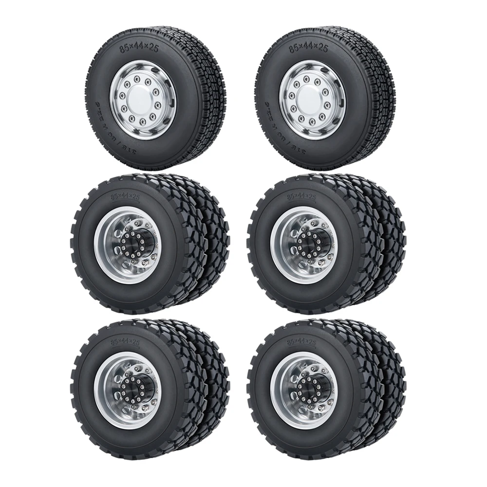 MIBIDAO Front/Rear Wheel Tires 25mm 22mm Rubber Tire For 1/14 RC Truck Car Wheel Hub Rim DIY Parts