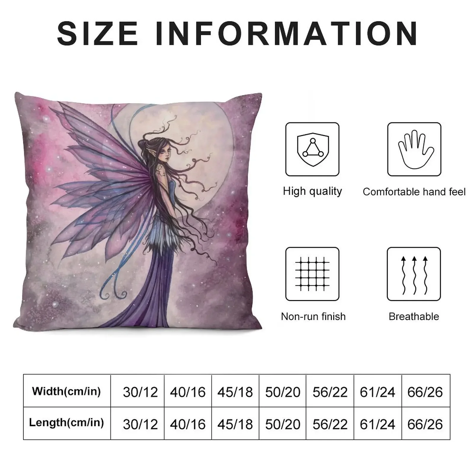 Starlit Amethyst Fairy Fantasy Art by Molly Harrison Throw Pillow Cusions Cover Throw Pillow pillow