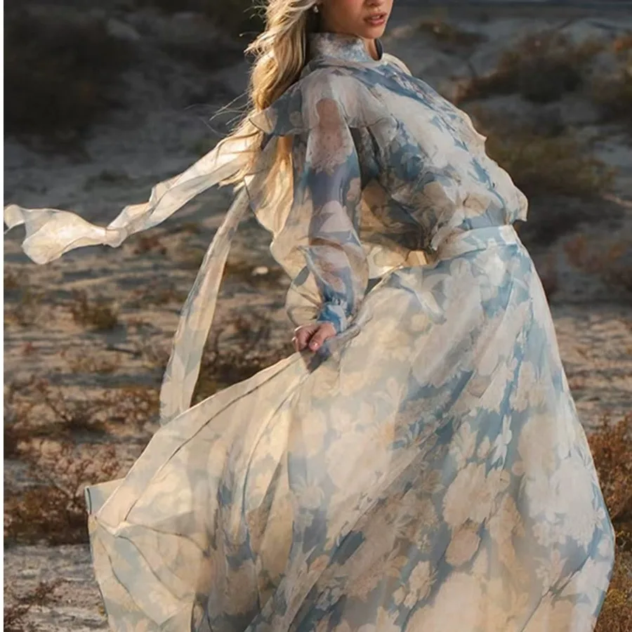 

Новинка 2025, комплект с юбкой Irt с низкой насыщенностью, комплект Drifting Vaion Sle, модная женская футболка, длинный свеч на пуговицах