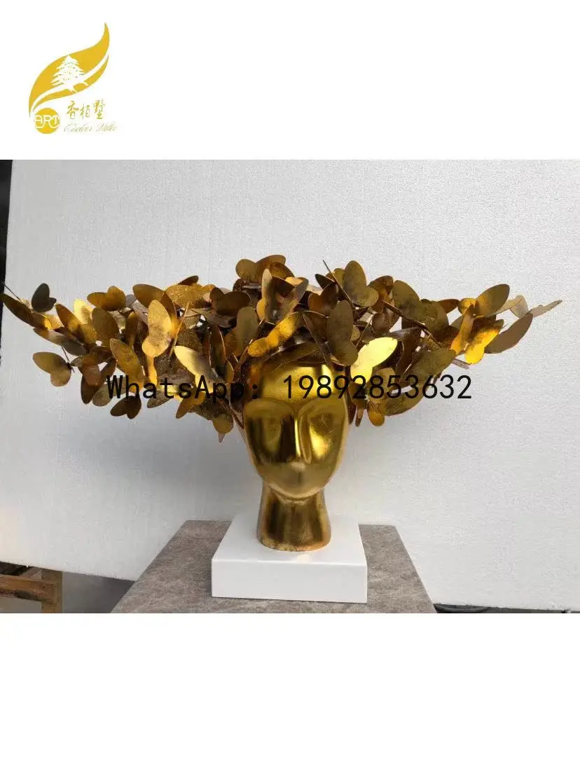 ZK Simple Modern Abstract Art Sculpture Iron Art Butterfly Human Head Desktop Soft Decoration Ornament