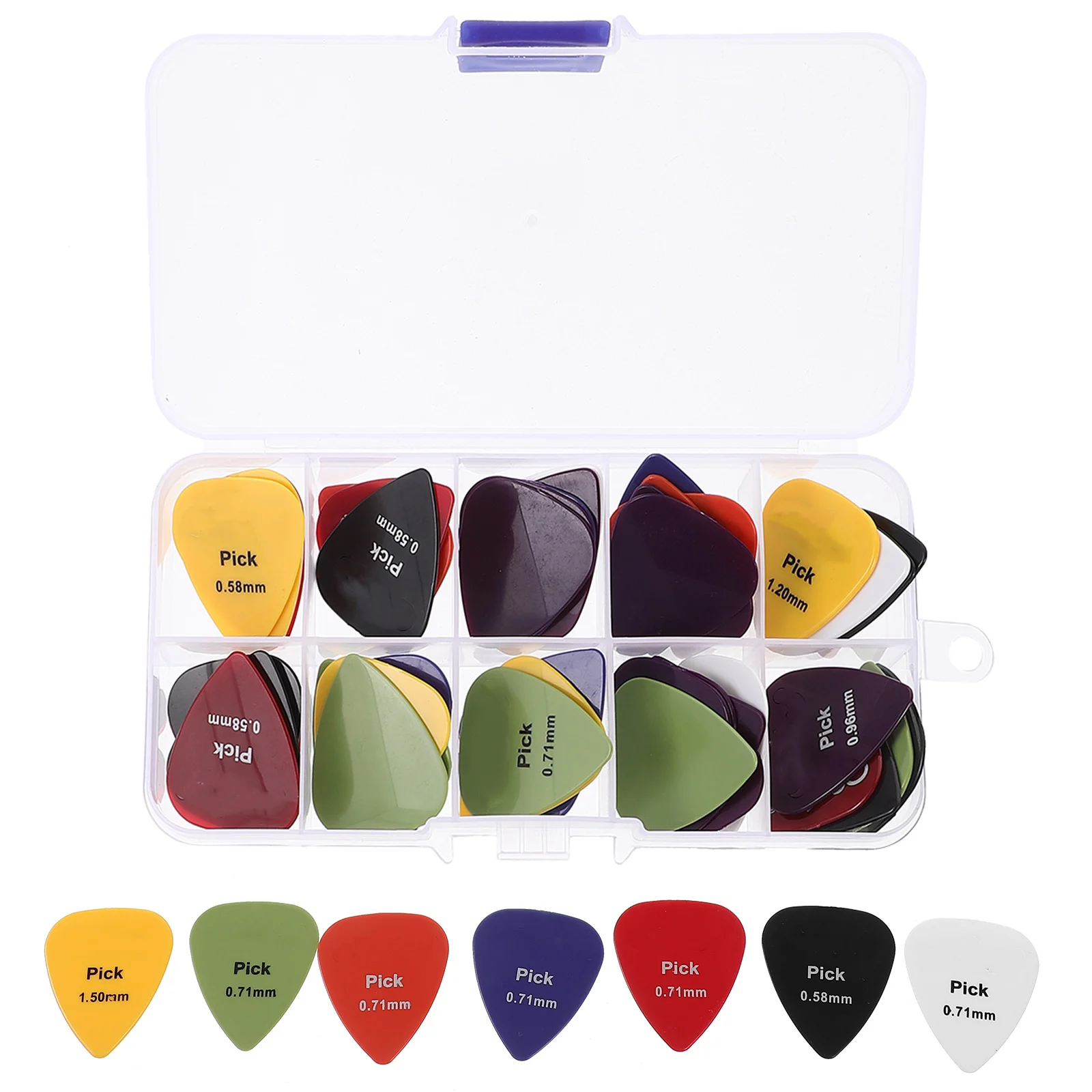 

50pcs Guitar Picks Kit For Electric Acoustic Bass Guitar Carrying Case Small Size Lightweight Variety Pack Accessories