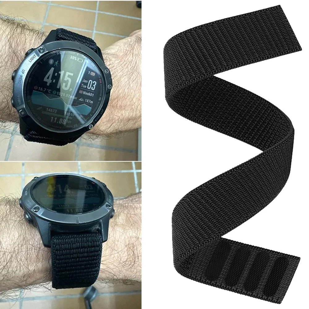 Hook Loop 22mm 26mm Nylon Strap For Garmin Fenix 8 E 7 7X 6X Pro 5 5X/Epix Pro Gen 2/Enduro/TACTIX/Forerunner 965 955 Watchbands