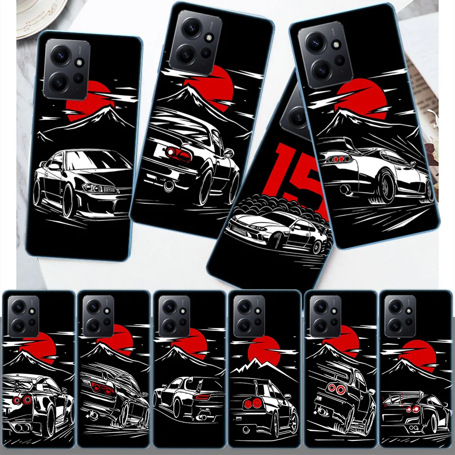 Japan JDM Sports Cars Male Men Phone Case For Redmi Note 13 5G 14 Pro Plus Redmi 12 12C 13C 14C 10 10A 10C 9 9C 9T 9A 8 8A K70 P