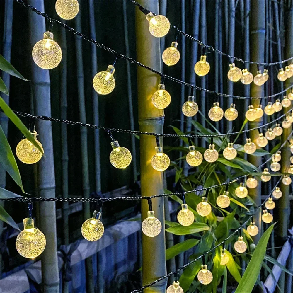 Guirnalda de luces de bolas de burbujas solares, luces impermeables para exteriores, Patio, fiesta de vacaciones, boda, decoraciones navideñas para el hogar