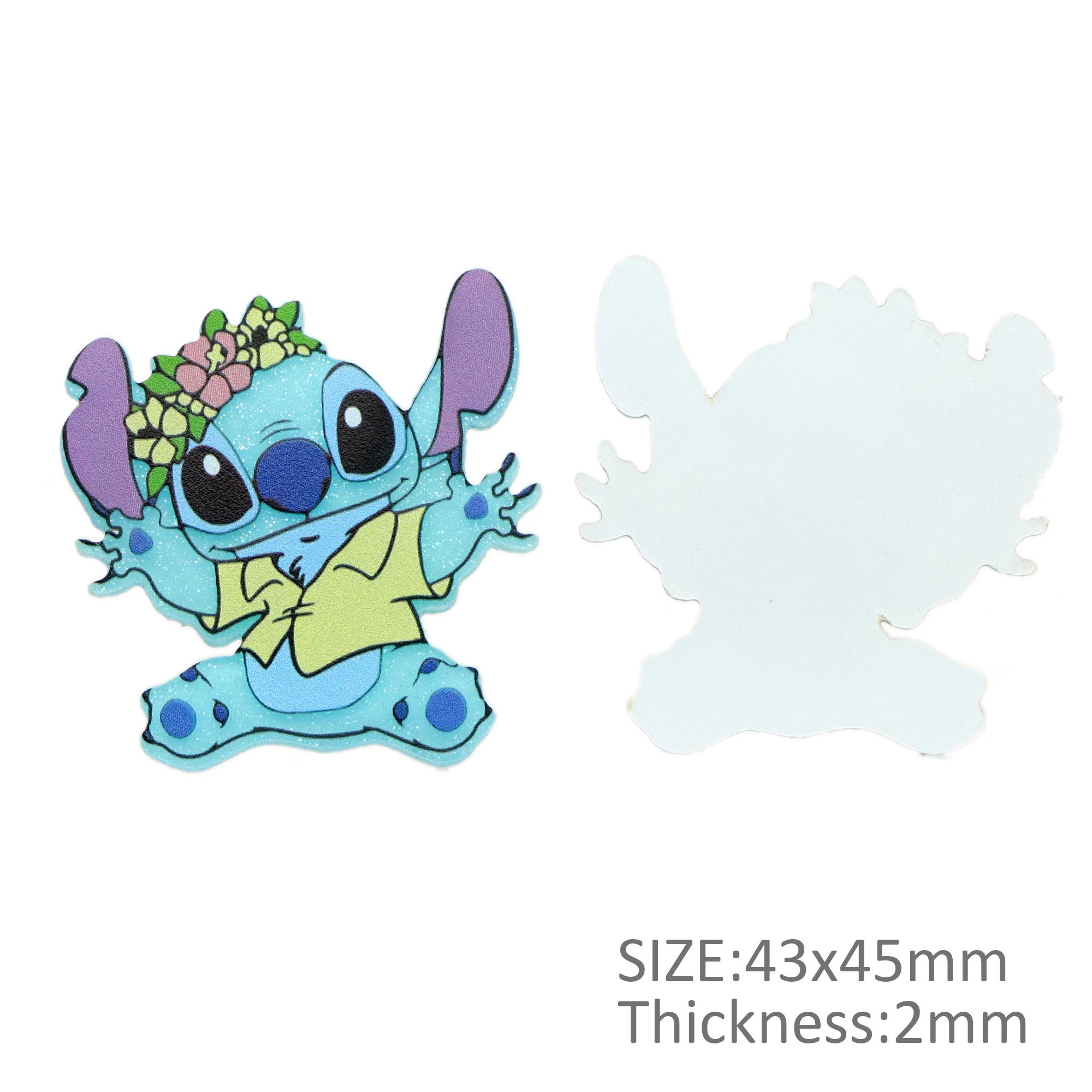 Disney Stitch Blue Base Glitter Acrylic Flatback Planar Resin Craft Supplies Cabochon Scrapbook DIY Hair Bow Bag Material