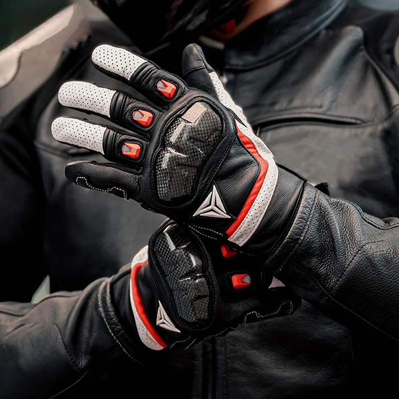 Motorcycle Gloves Leather Gloves Cycling Motorbike Guantes Moto Motocross Bicycle Touch Screen Full Finger Breathable Protective