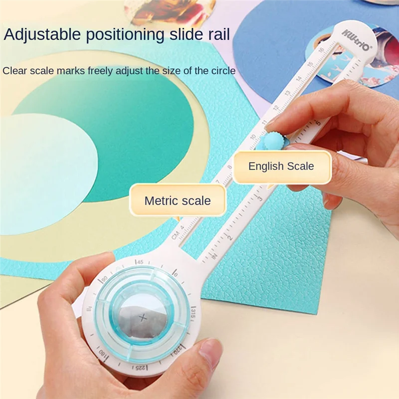

A42Z-KW-TRIO Round Cutting Knife DIY Compass Circle Cutter 360 Adjustable Scrapbooking Cutters Circular Paper Scrapbooking Cutte