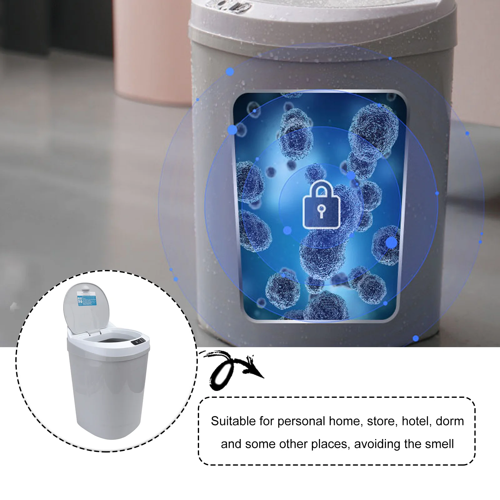 

Smart Induction Trash Can Automatic Waste Bin Rechargeable Operated Cordless Garbage Box Home Hotel Dorm Stable