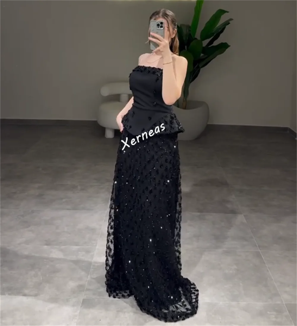 Abito lungo a trapezio senza spalline con paillettes Charmeuse personalizzato Abito da festa per occasioni su misura Abito da sera di lusso scintillante di alta qualità