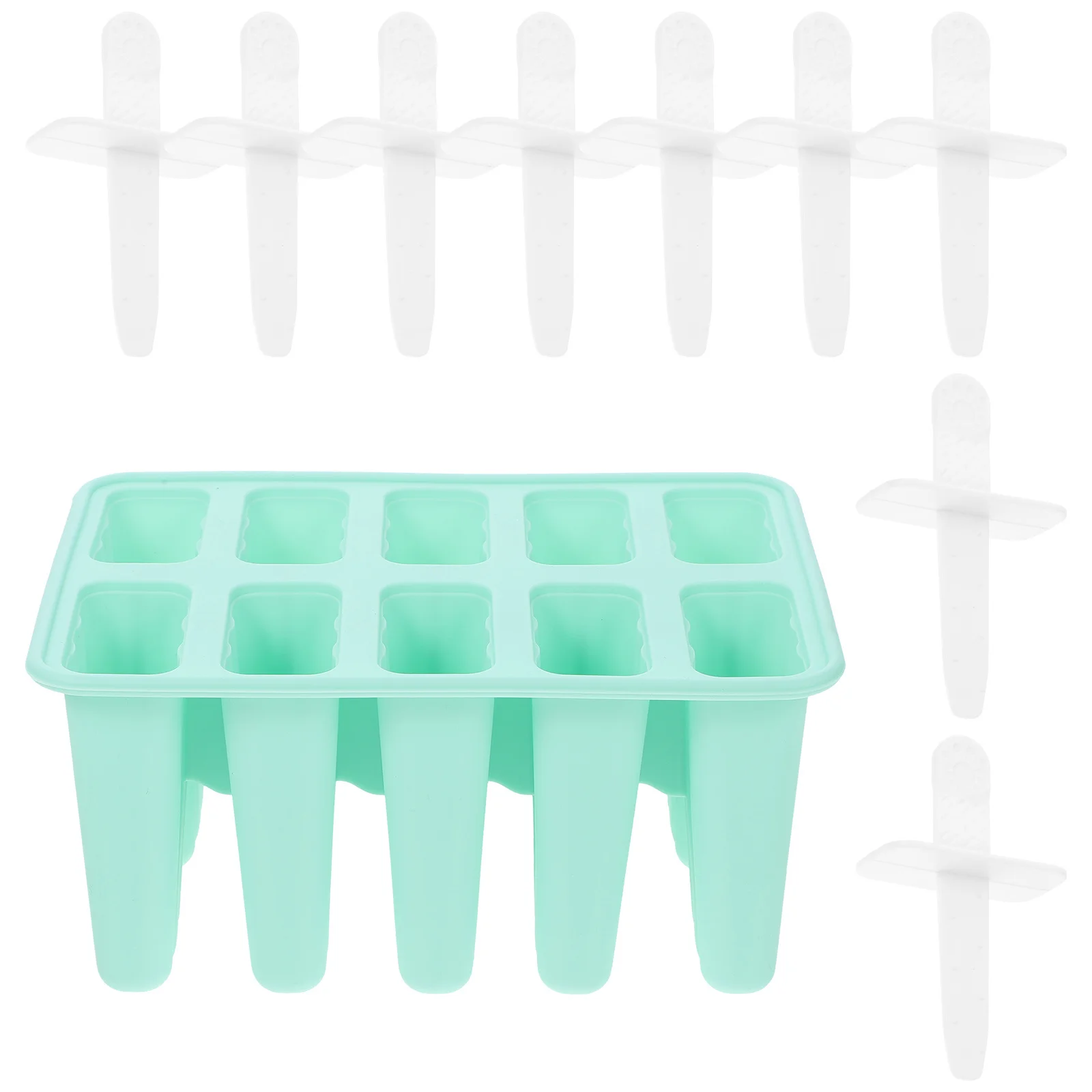 

10 Grids Silicone Ice Cream Molds Maker Reusable Kids Friendly DIY Ice Lolly Pudding Jams Perfect Sealing