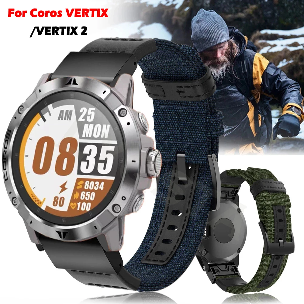 Tali Gelang Jam Tangan Cerdas Nilon Olahraga 26 22Mm untuk Garmin Fenix 7 7X 6X 6 Pro 5X 5 Plus Pita Rilis Cepat untuk Coros VERTIX /VERTIX2