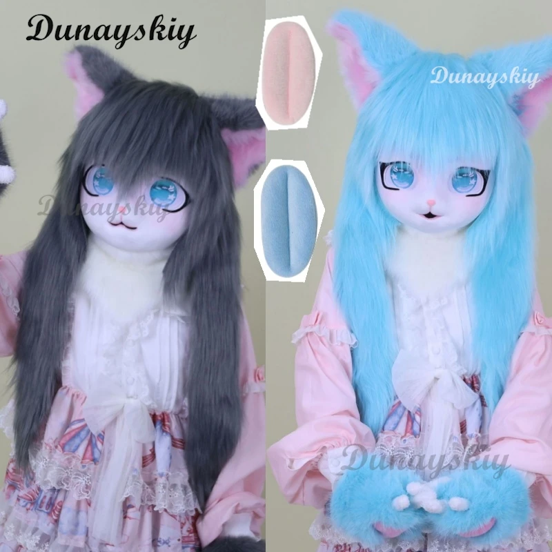 

Furry Kigurumi Head Base Cosplay Costume Cat Kig Head Mask Headset Rabbit Doll Party Animal Costume Performance Prop