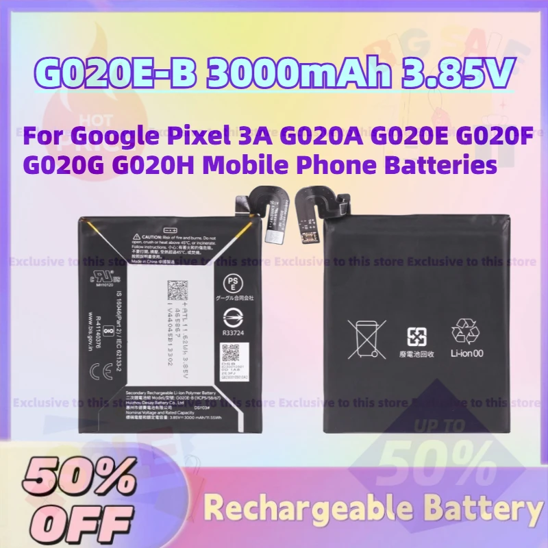 

In Stock G020E-B 3000mAh 3.85V Replacement Battery for Google Pixel 3A G020A G020E G020F G020G G020H Mobile Phone Batteries