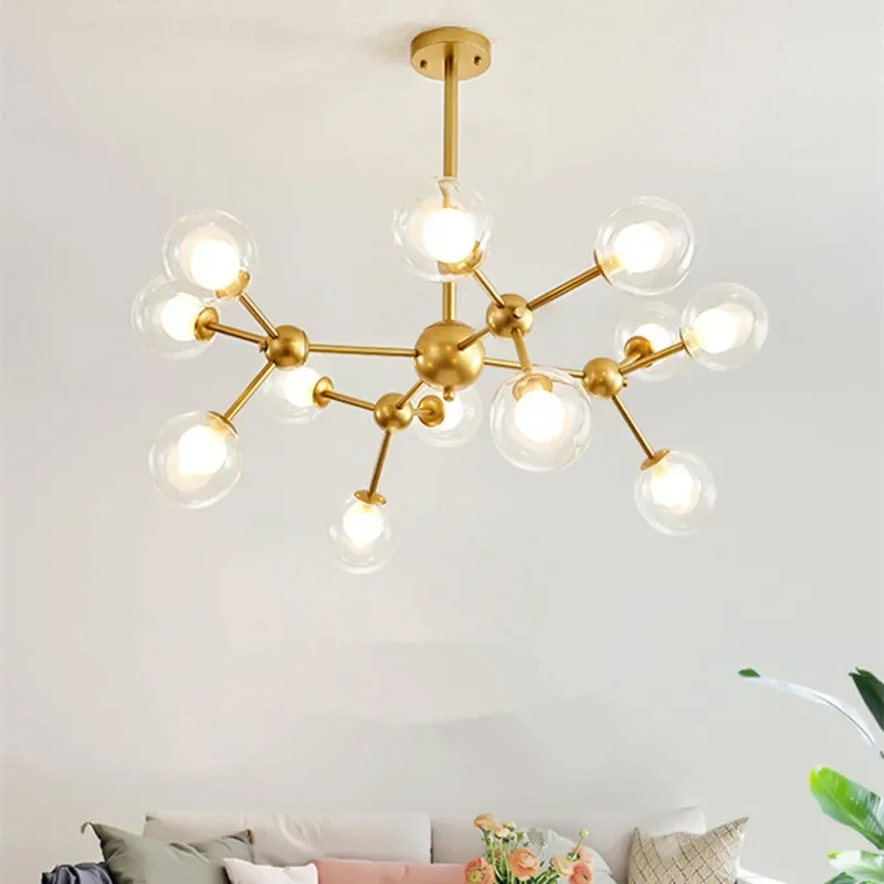 

Gold Black Industrial Molecular Chandelier Home Sputnik Metal Ceiling Lamp for Living Dining Room Indoor Loft Bubble Chandelier