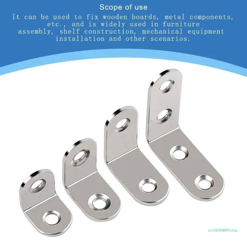 L Shaped Stainless Steel Brackets set Corner Brace Assortment Joint Right Angles Simple Installation for Wood Fixation